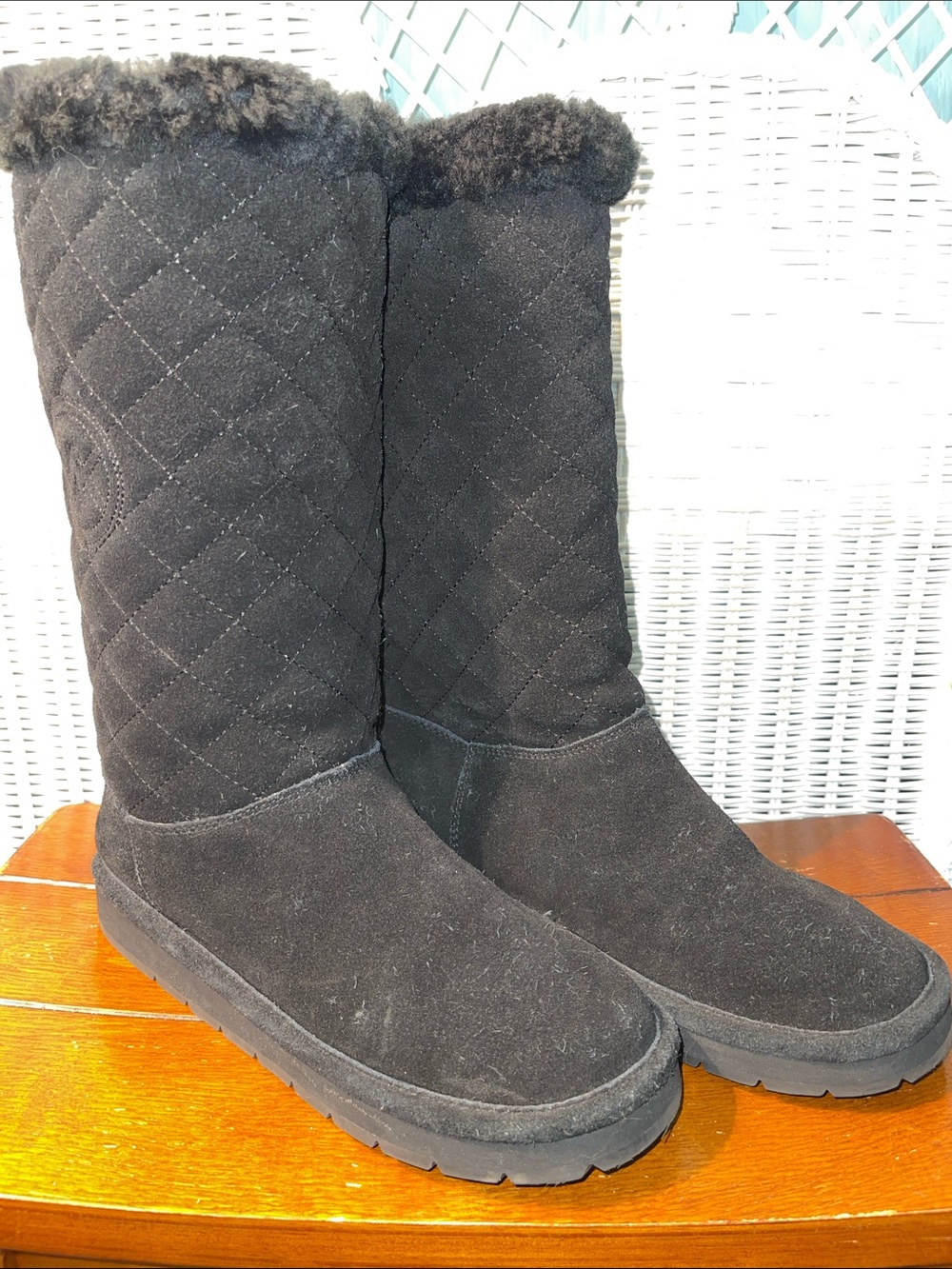 Michael Kors Black Shearling fully lined Tall Warm Winter Boots size 8
